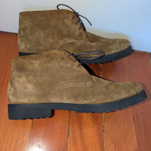 Ann Mashburn Boots Chukka Lace-Up Lug Sole Suede Brown Tan Italy Women's 42 11